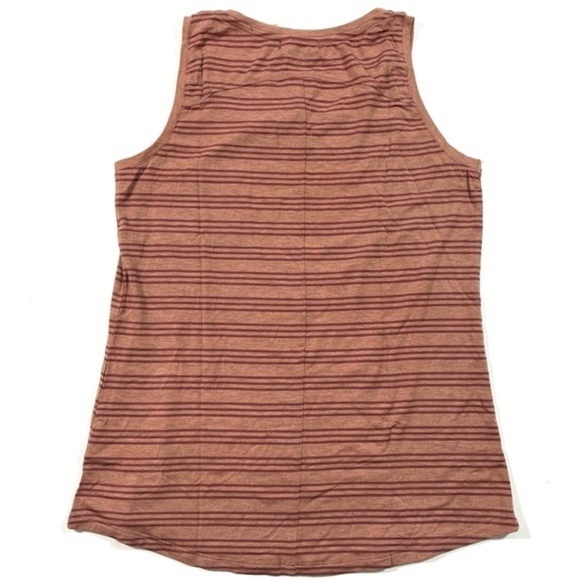 New Prana Foundation Scoop Neck Tank Top Vino Heather Stripe - Picture 2 of 5